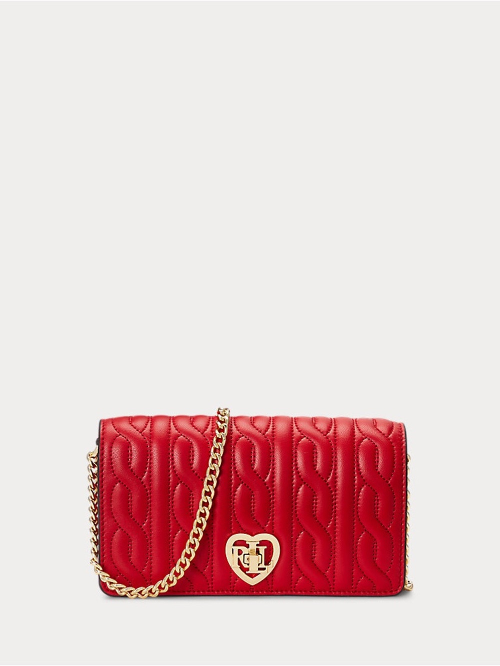 NWT Lauren Ralph Lauren Leather Quilted Crossbody Turn-Lock Tech Case Red